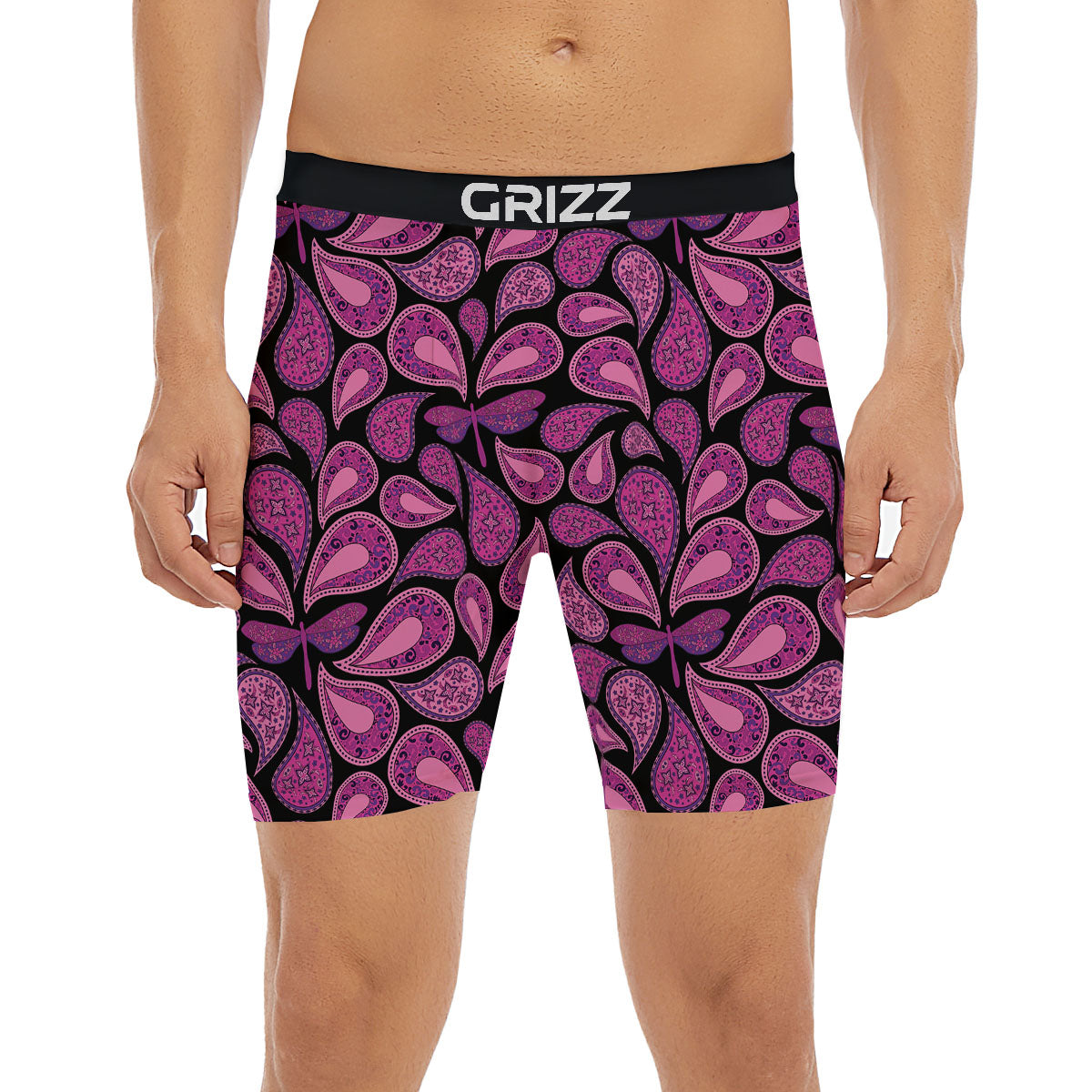 Paisley Purple Print Pattern Boxer Briefs-grizzshop