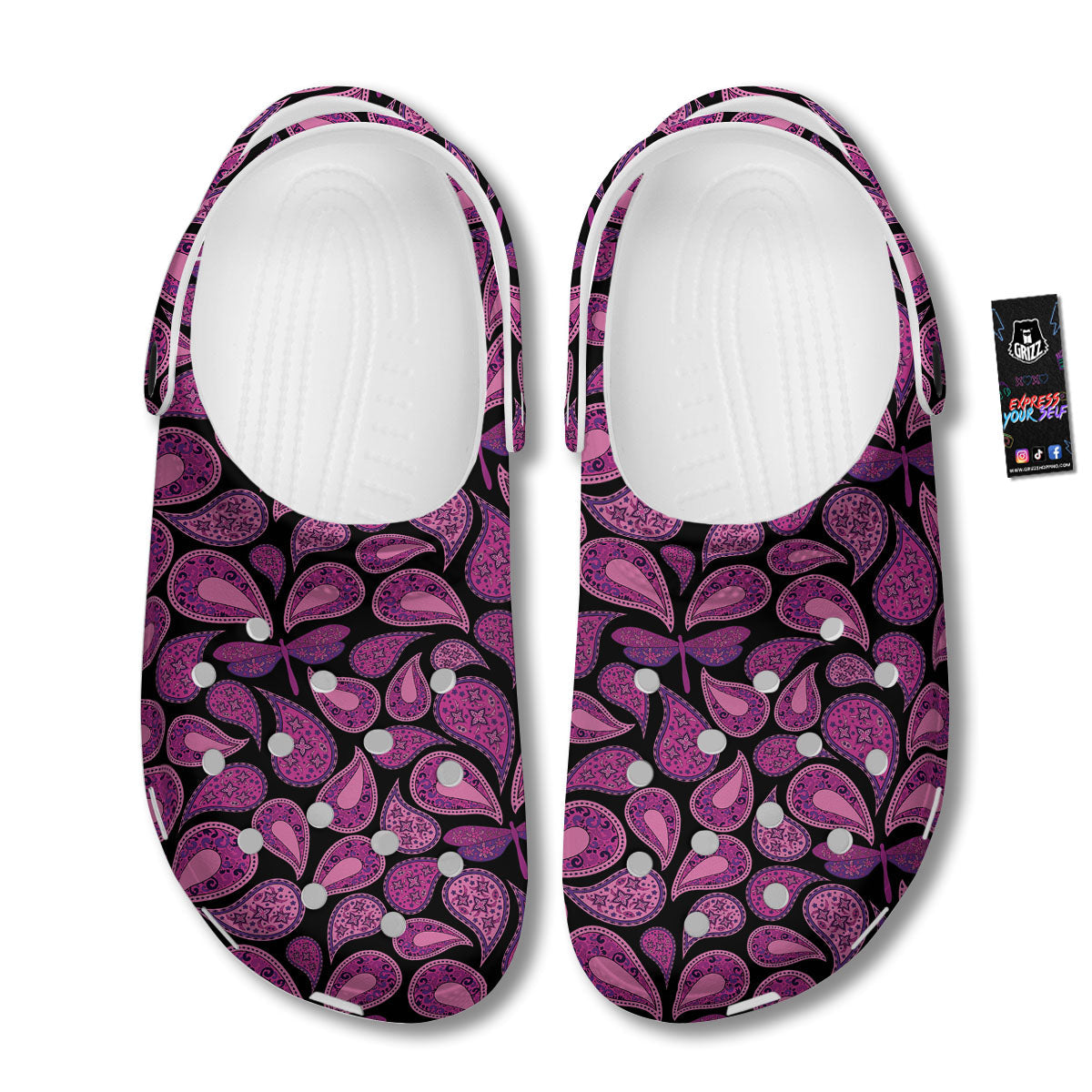 Paisley Purple Print Pattern Clog-grizzshop