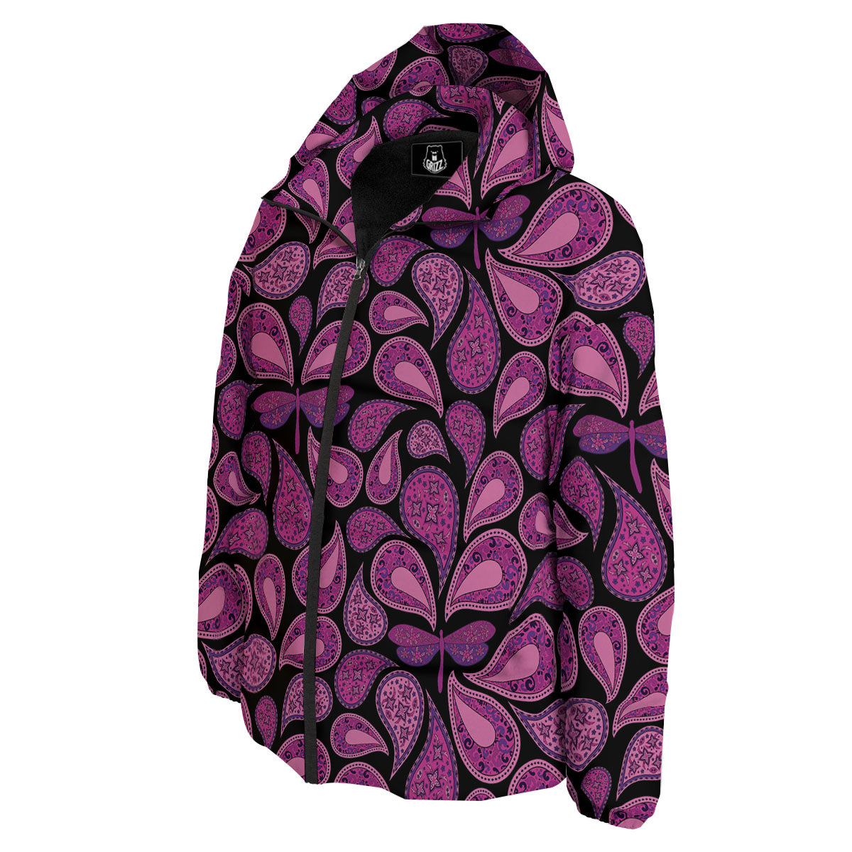 Paisley Purple Print Pattern Down Jacket-grizzshop