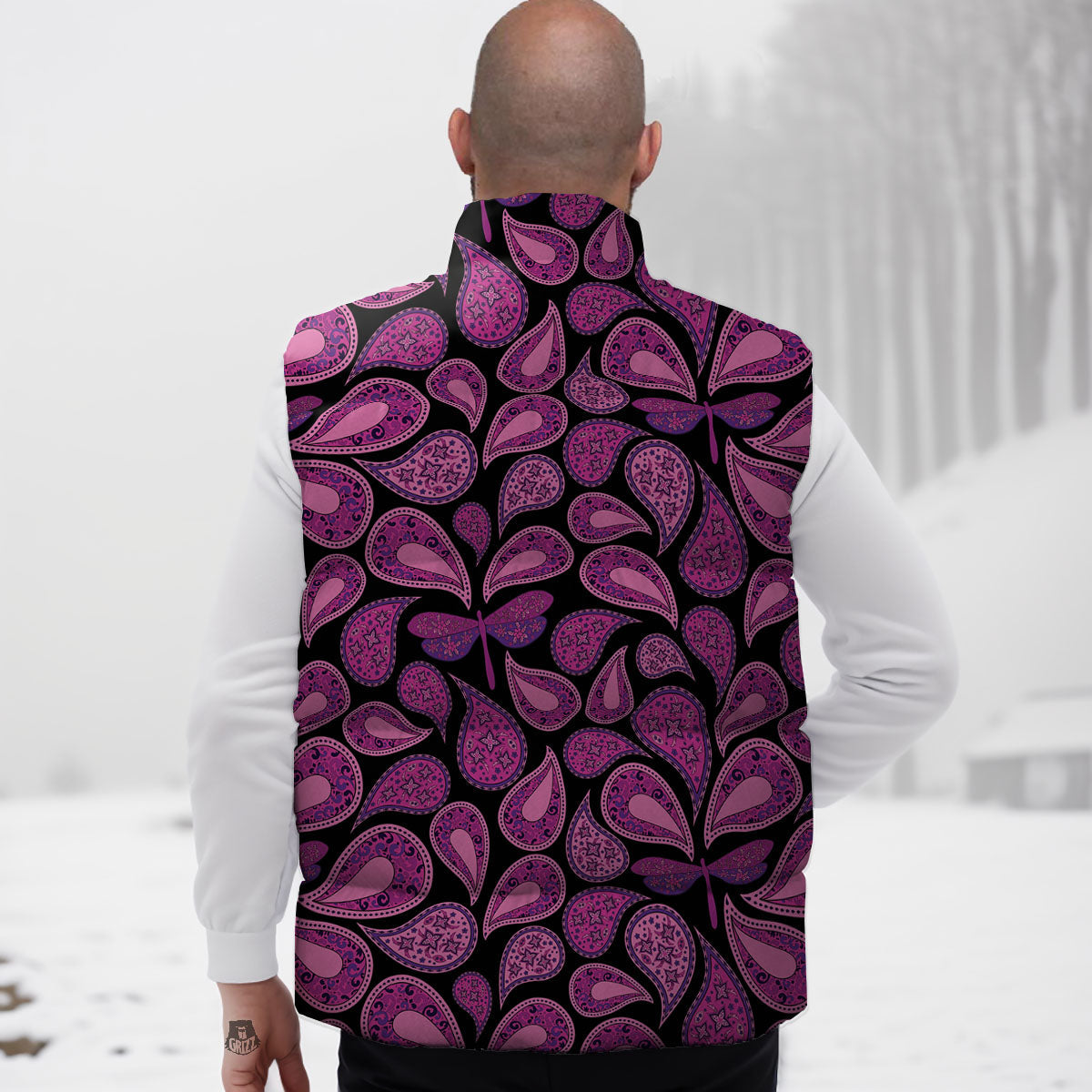 Paisley Purple Print Pattern Down Vest