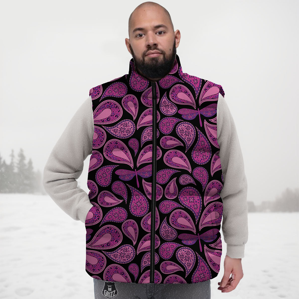 Paisley Purple Print Pattern Down Vest