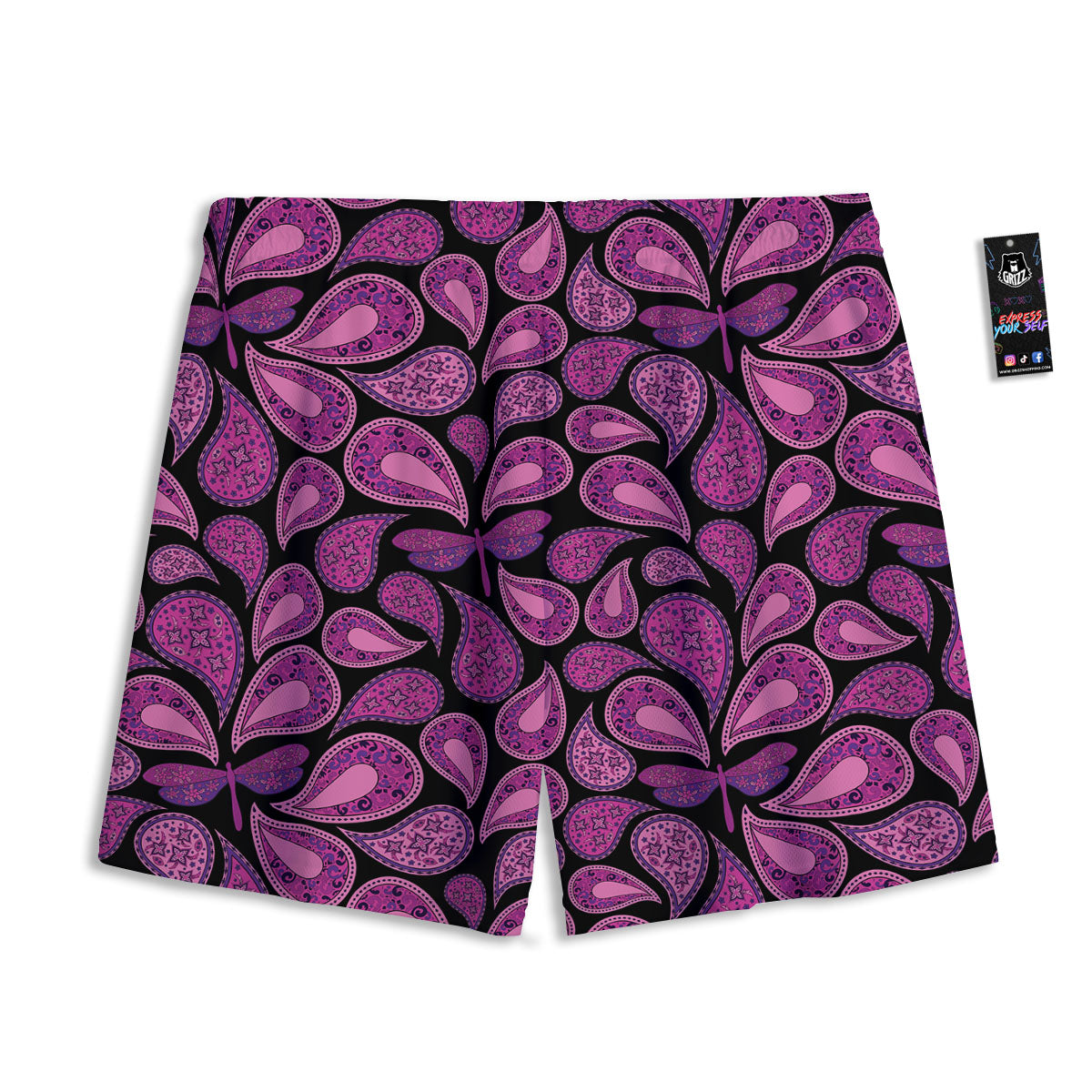 Paisley Purple Print Pattern Mesh Shorts