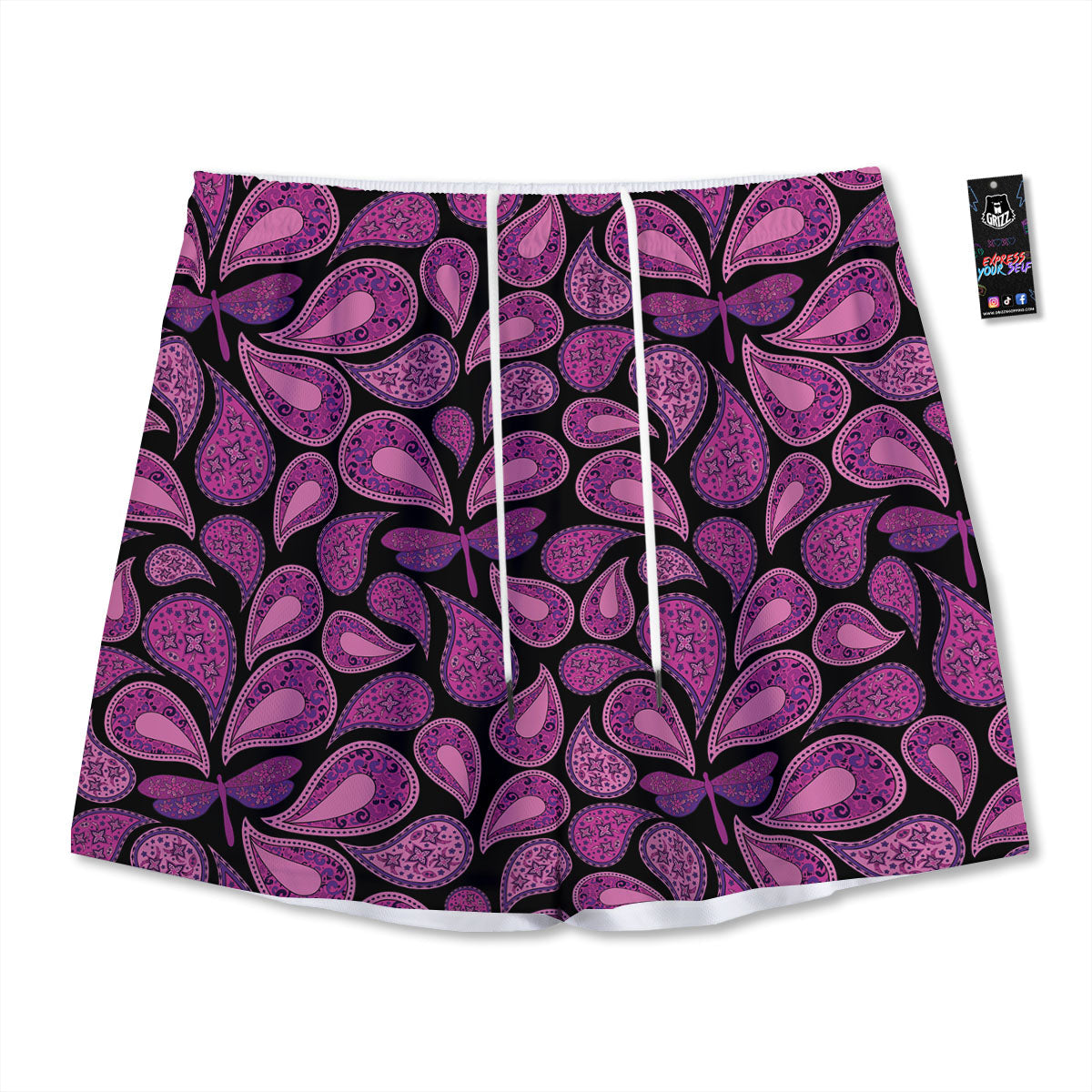Paisley Purple Print Pattern Mesh Shorts