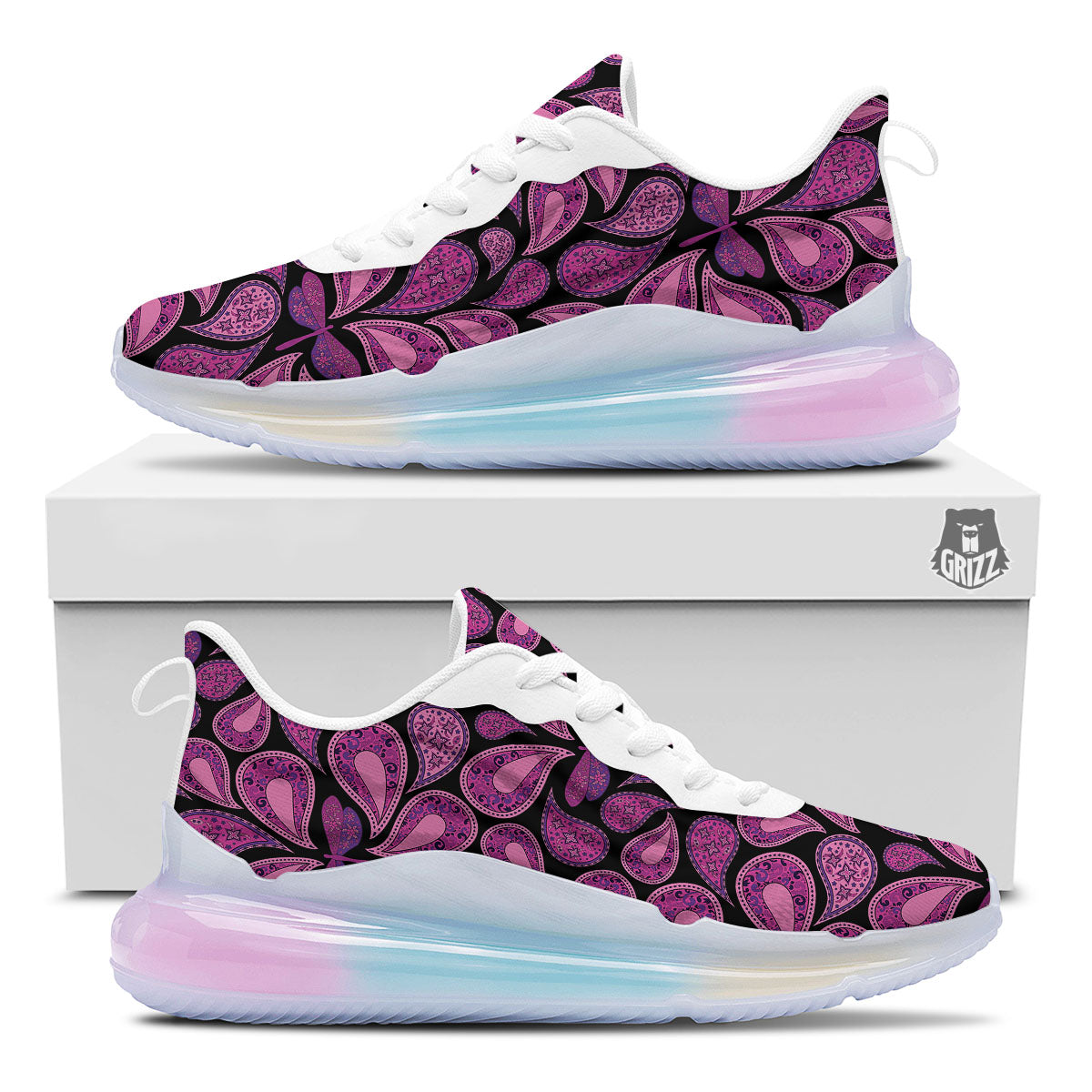 Paisley Purple Print Pattern Running Sneakers-grizzshop