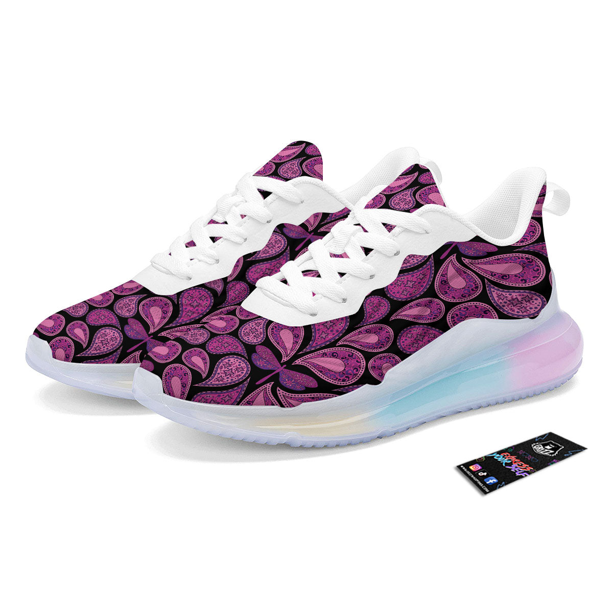 Paisley Purple Print Pattern Running Sneakers-grizzshop
