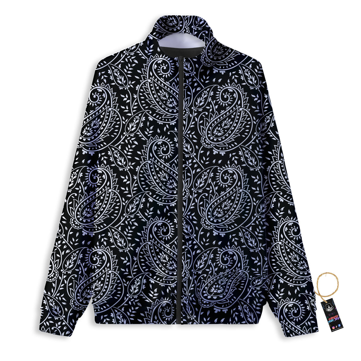 Paisley Purple Print Pattern Track Jacket-grizzshop