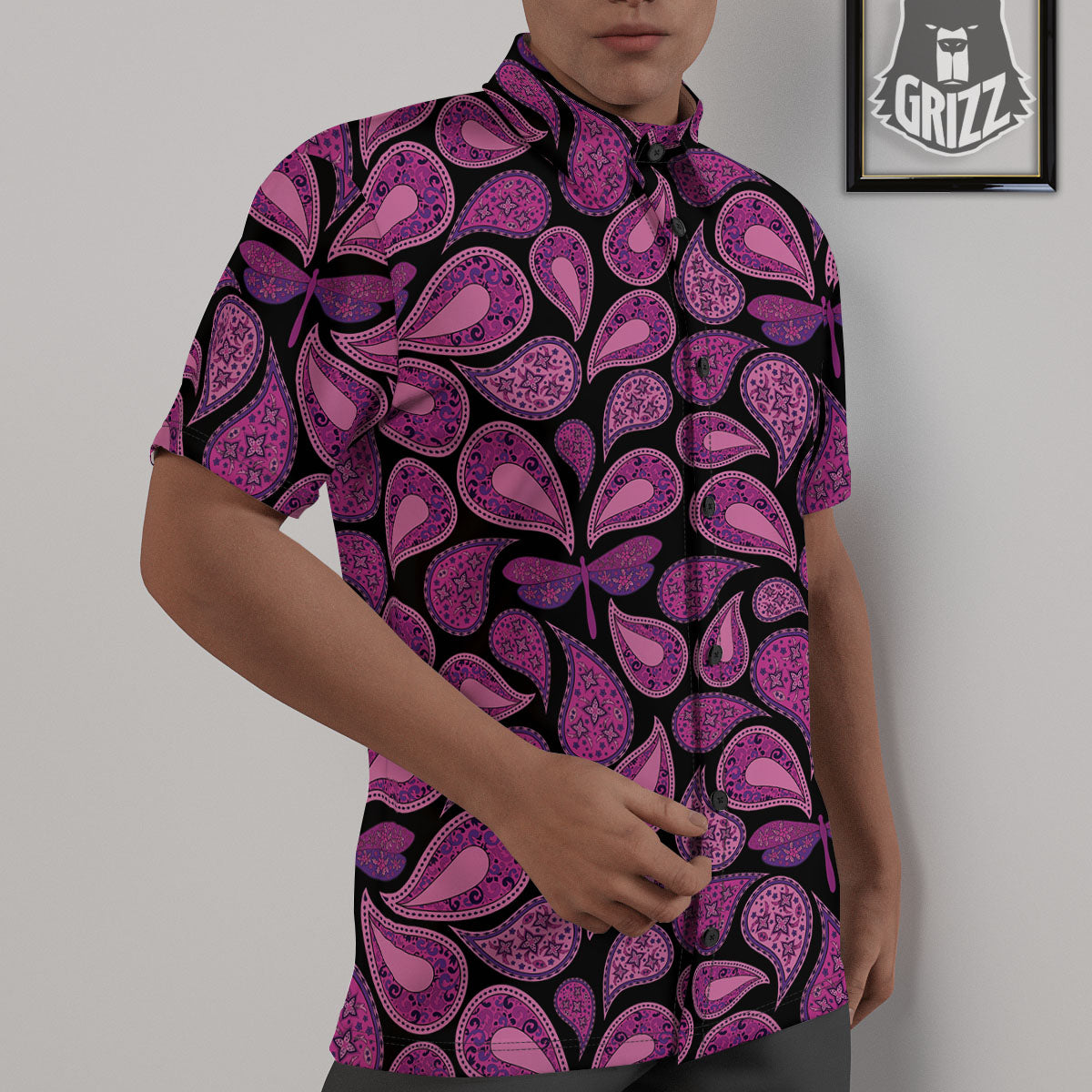 Paisley Purple Print Pattern Untucked Shirts-grizzshop
