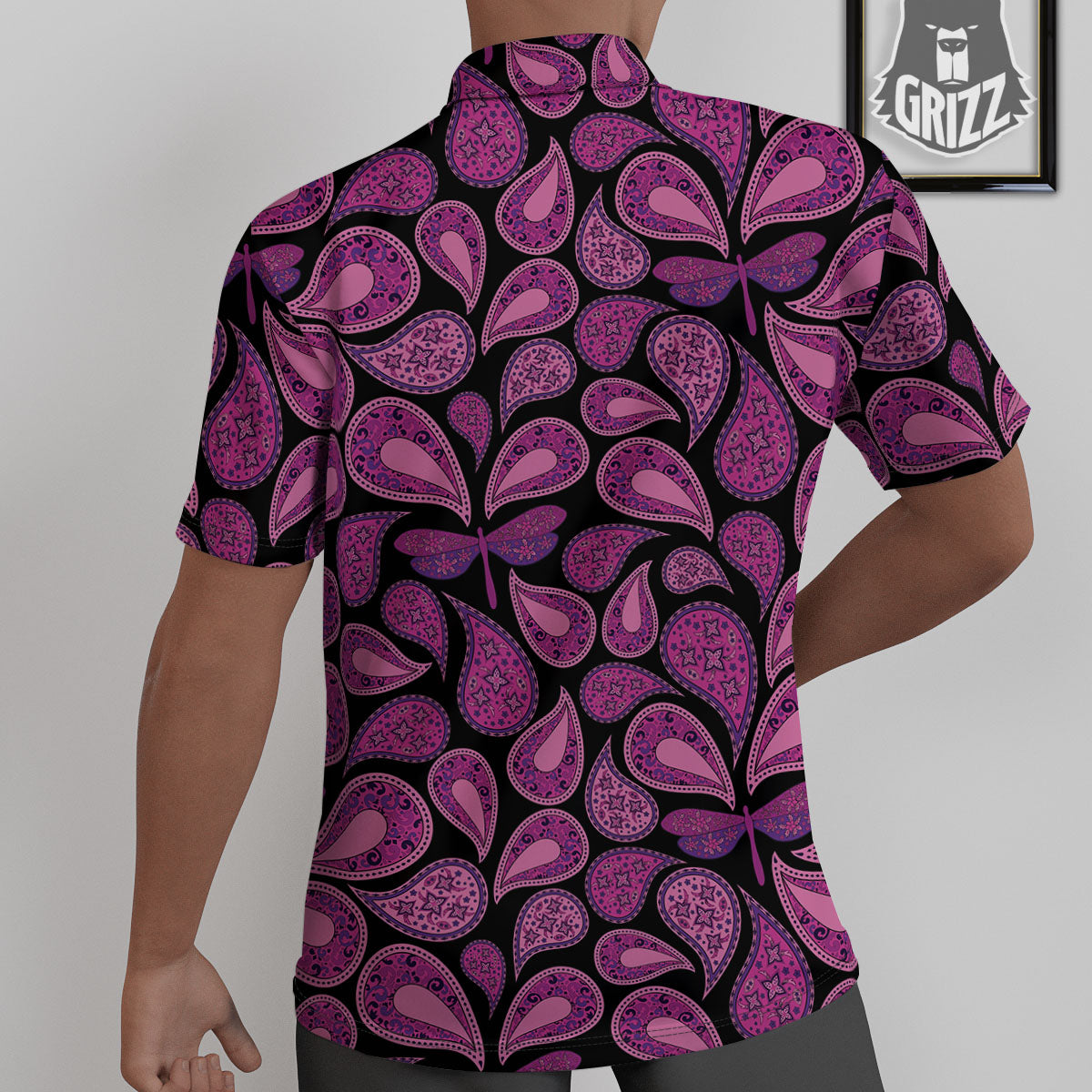 Paisley Purple Print Pattern Untucked Shirts-grizzshop