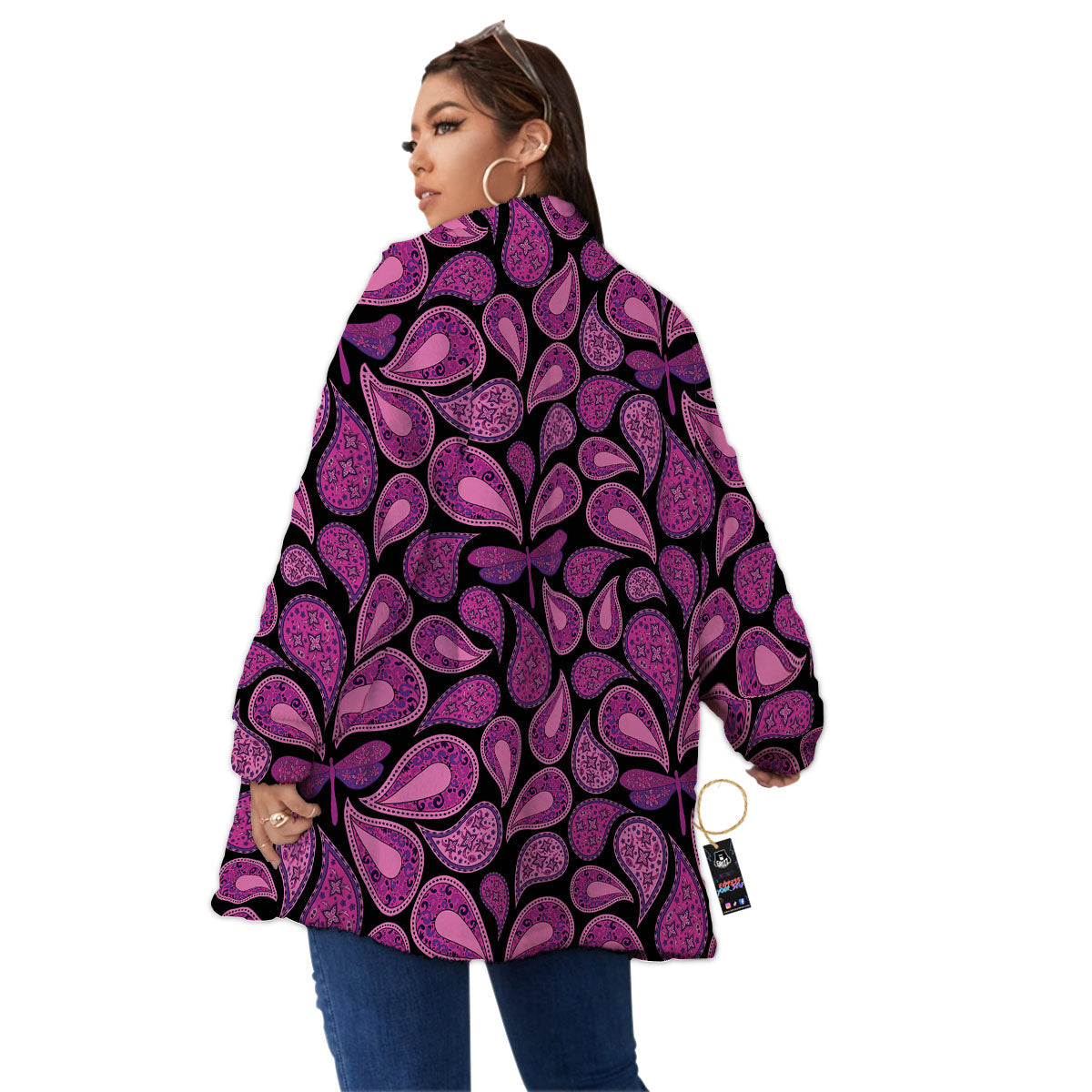 Paisley Purple Print Pattern Women's Sherpa Jacket-grizzshop