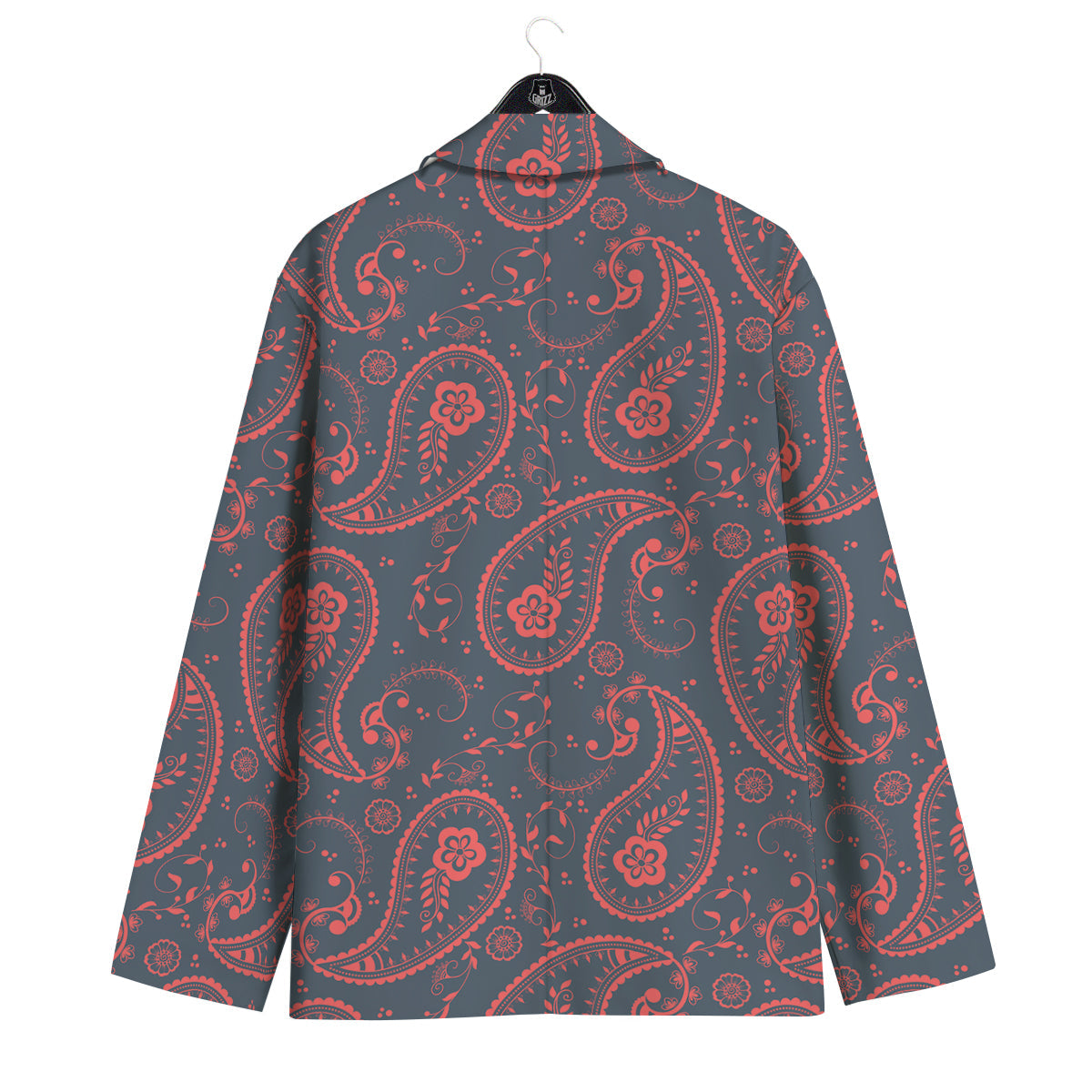 Paisley Red And Grey Print Pattern Men's Sport Coat-grizzshop