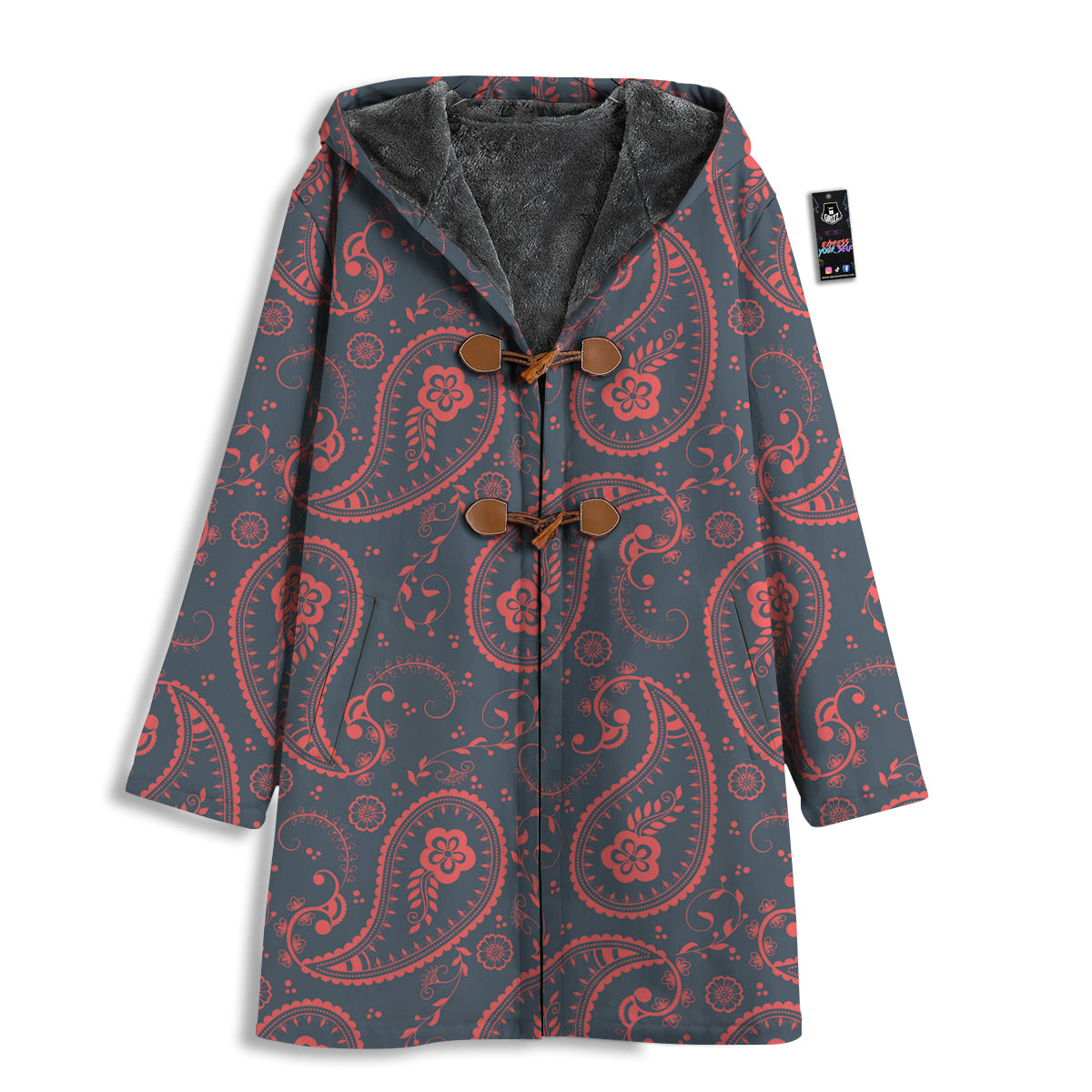 Paisley Red And Grey Print Pattern Men's Windbreaker Jacket-grizzshop
