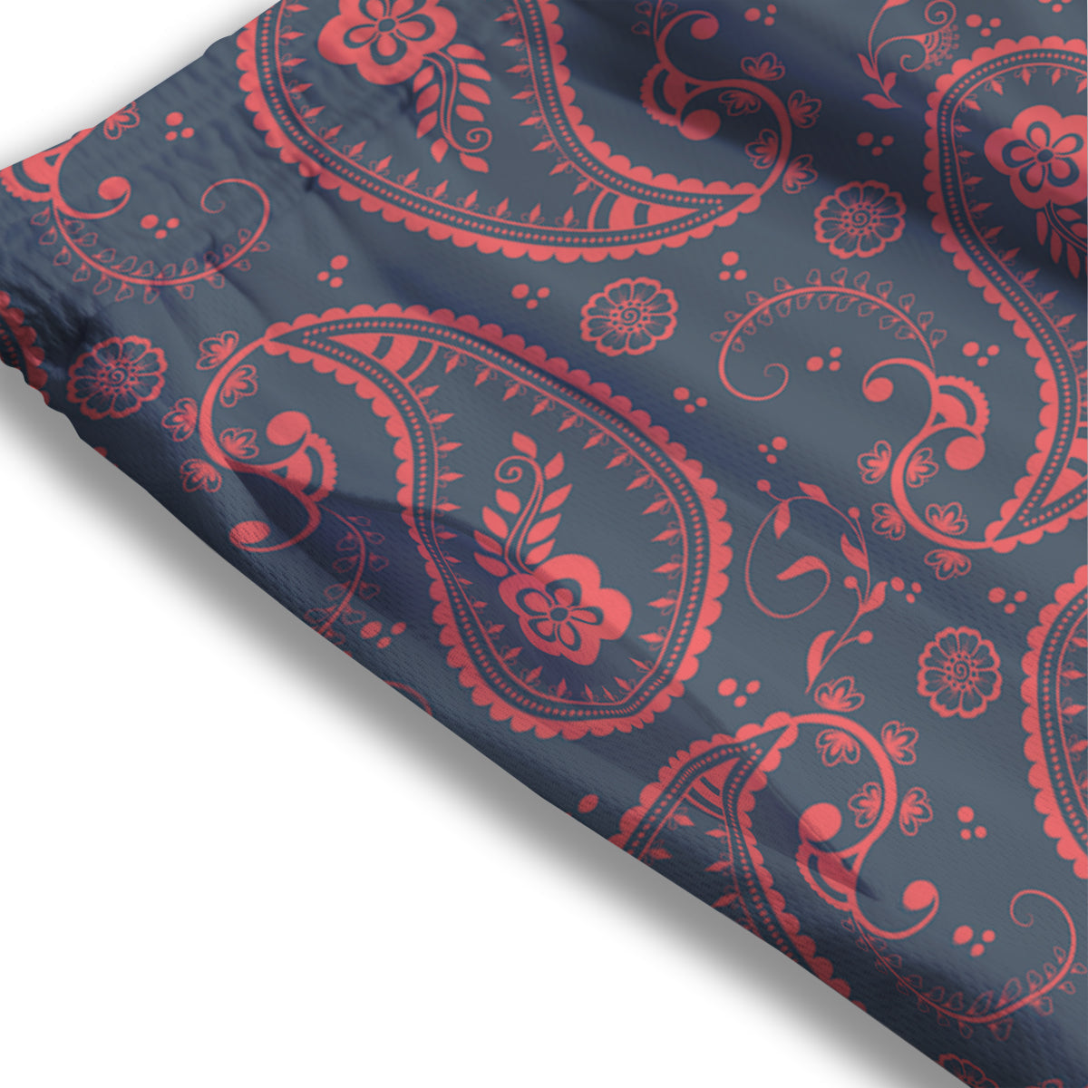 Paisley Red And Grey Print Pattern Mesh Shorts