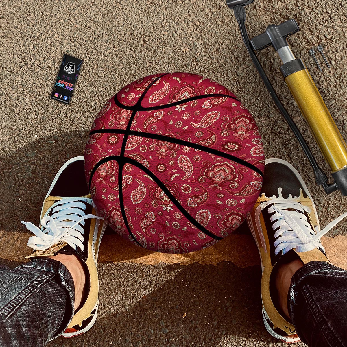 Paisley Red Print Pattern Basketball-grizzshop