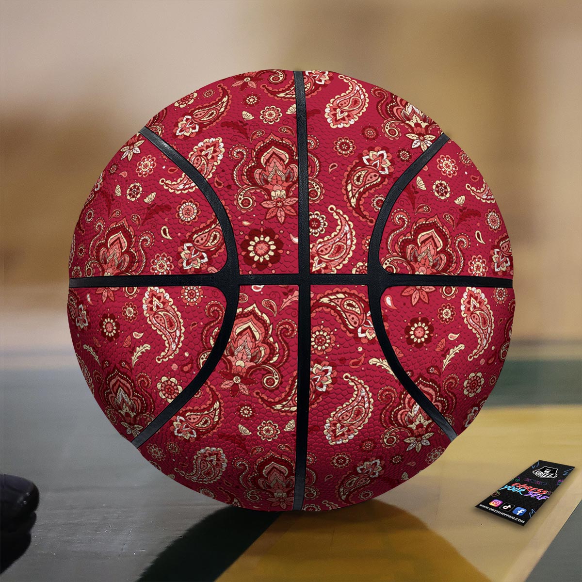Paisley Red Print Pattern Basketball-grizzshop