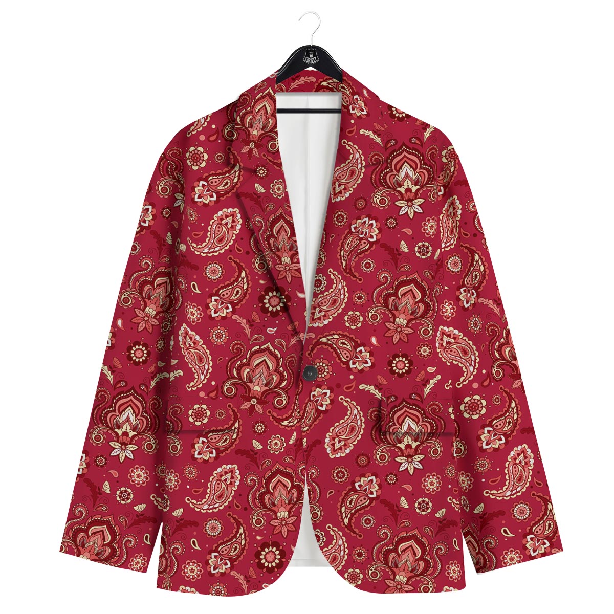 Paisley Red Print Pattern Men's Sport Coat-grizzshop
