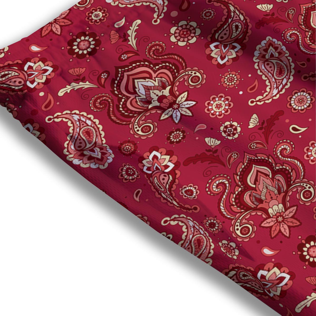 Paisley Red Print Pattern Mesh Shorts