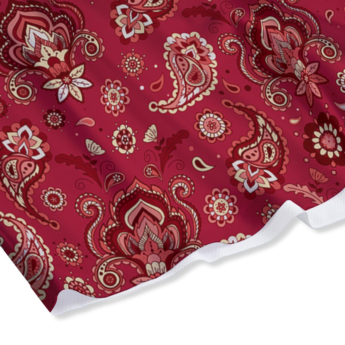 Paisley Red Print Pattern Mesh Shorts