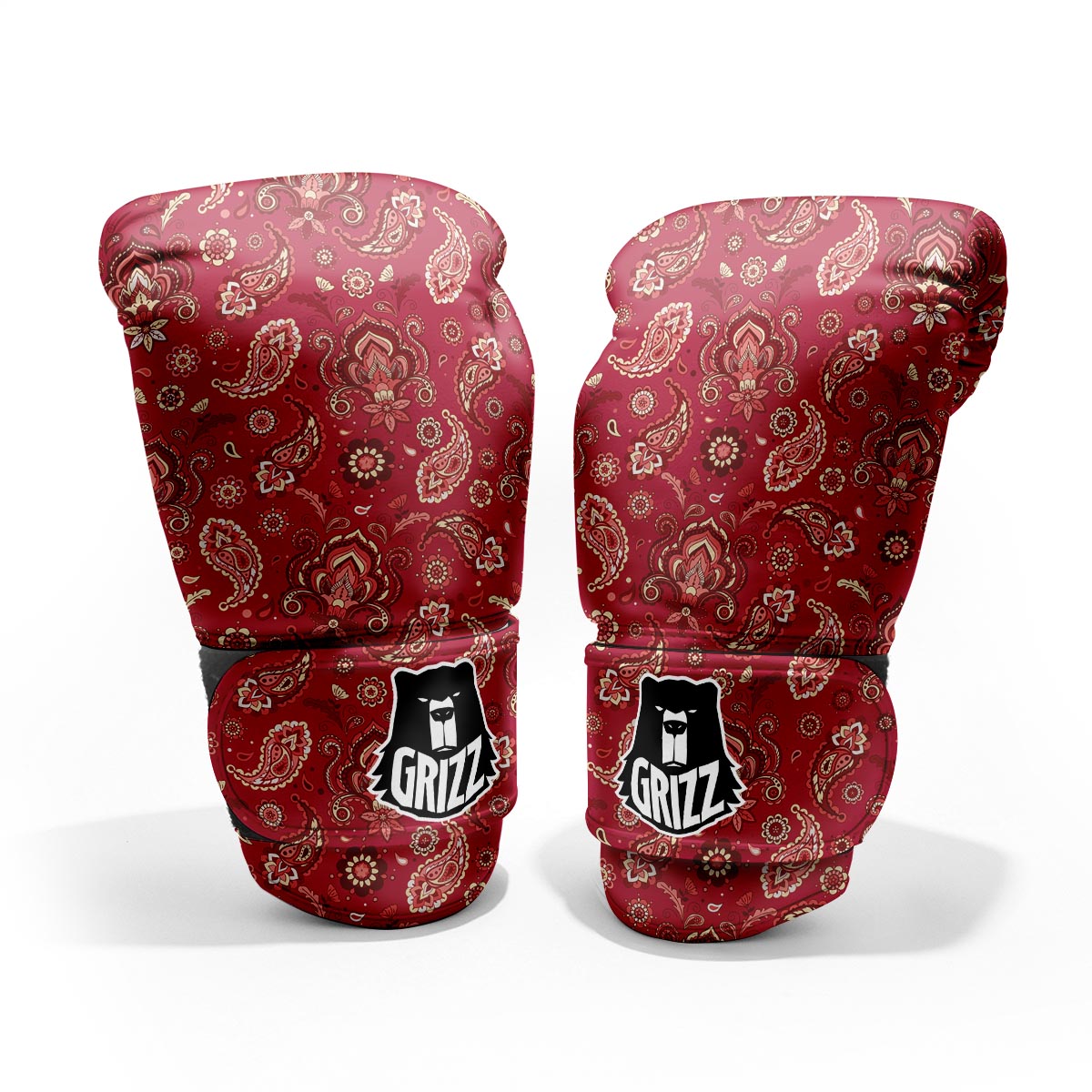 Paisley Red Print Pattern Pro Boxing Glove