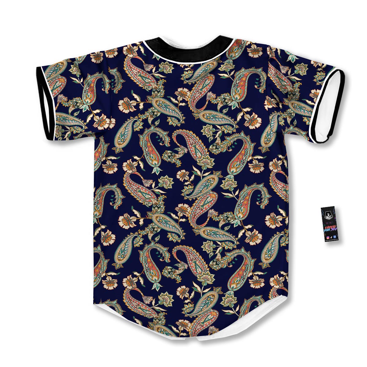 Paisley Retro Print Pattern Baseball Jersey-grizzshop