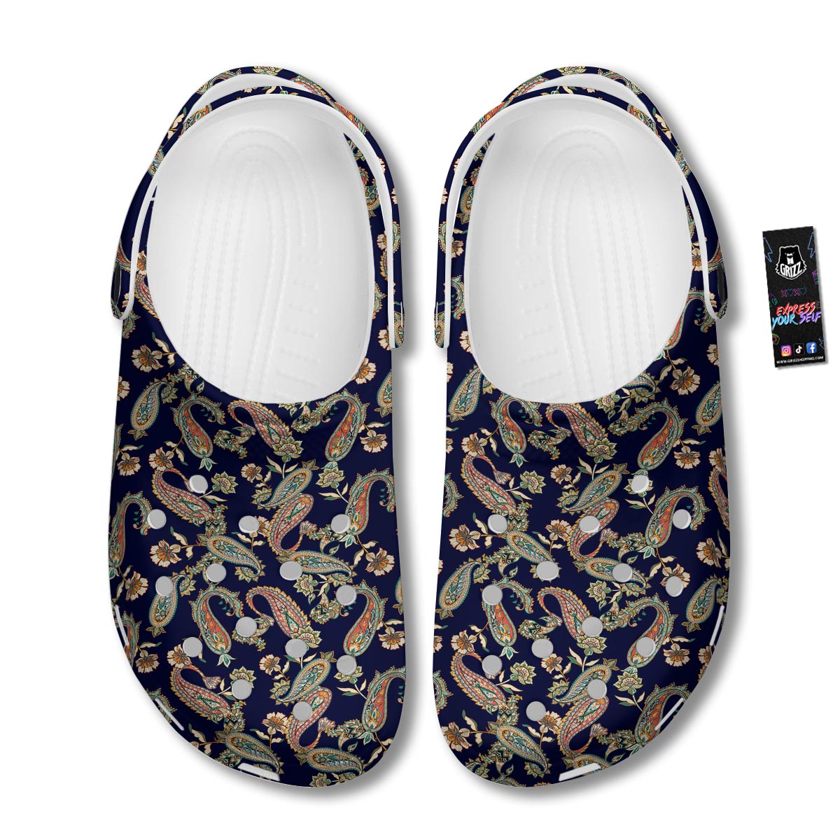 Paisley Retro Print Pattern Clog-grizzshop
