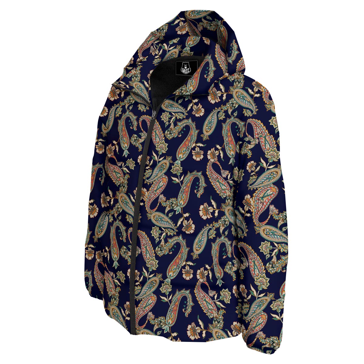 Paisley Retro Print Pattern Down Jacket-grizzshop