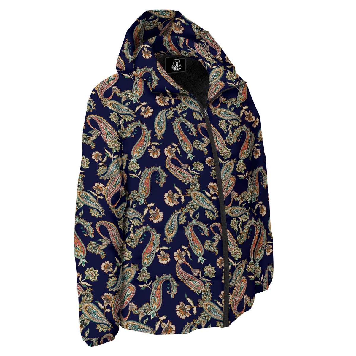 Paisley Retro Print Pattern Down Jacket-grizzshop