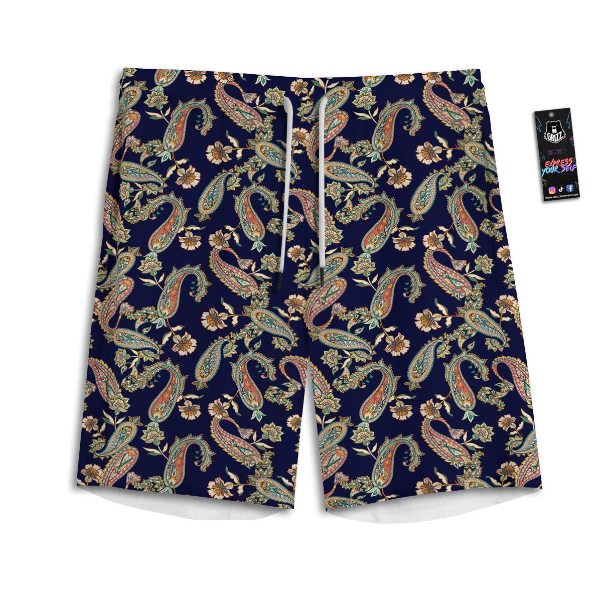 Paisley Retro Print Pattern Men's Athletic Shorts