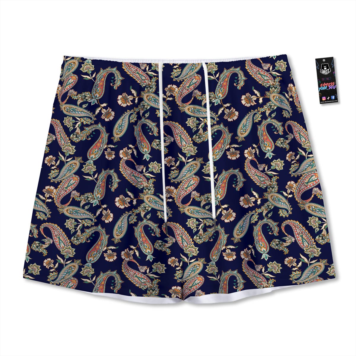Paisley Retro Print Pattern Mesh Shorts