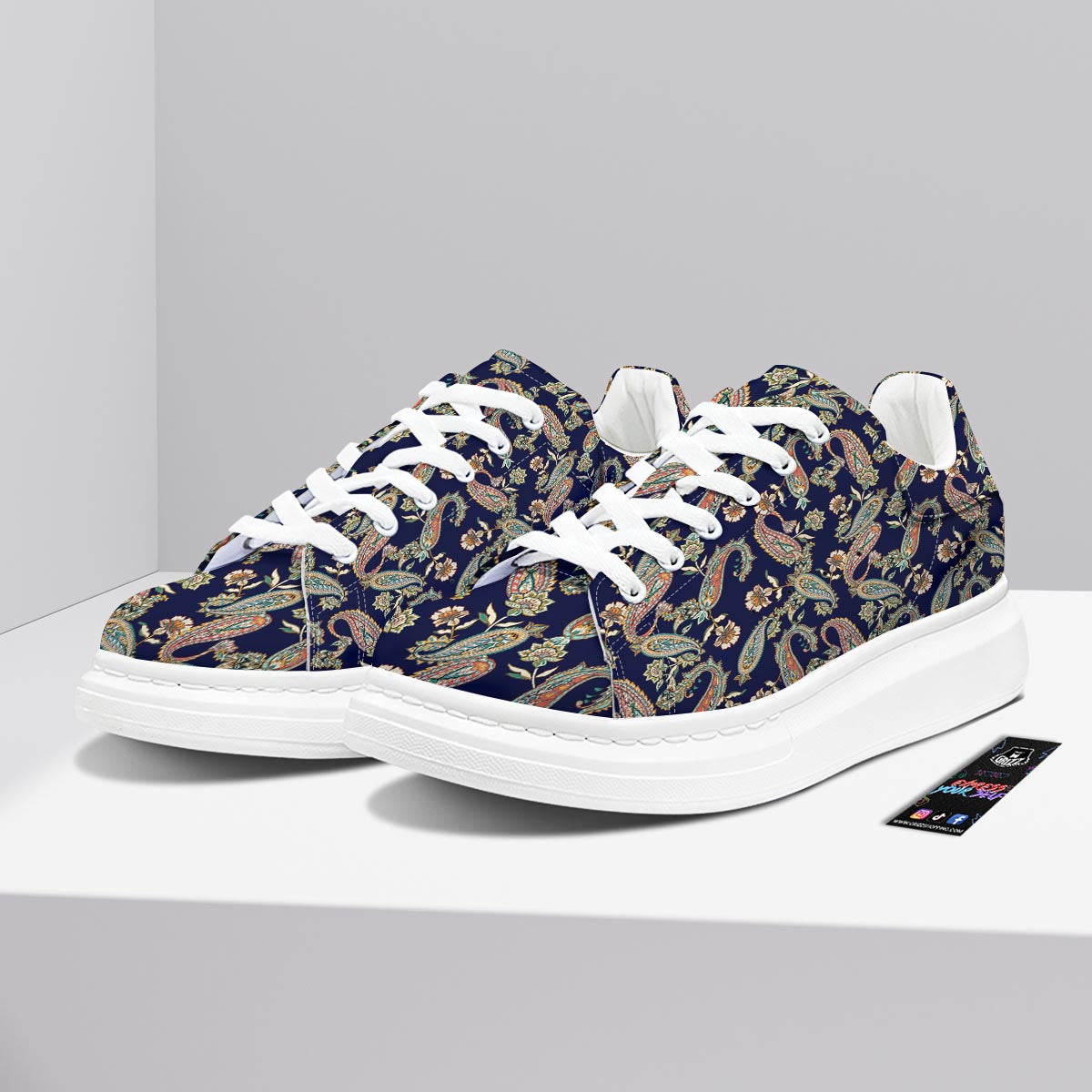 Paisley Retro Print Pattern Platform Shoes-grizzshop