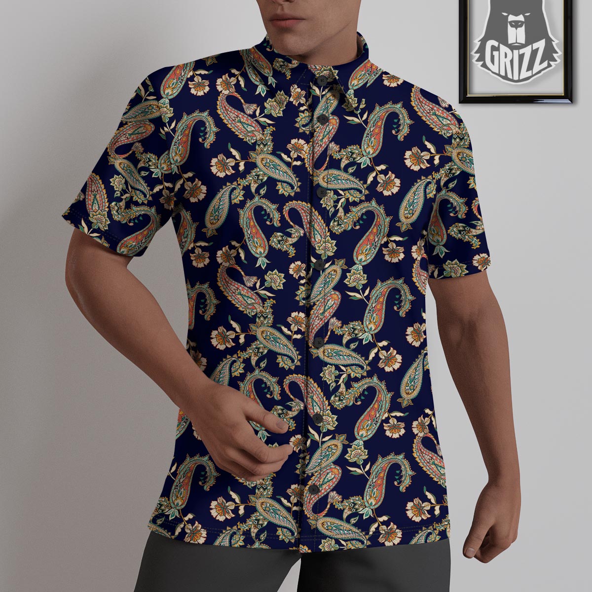 Paisley Retro Print Pattern Untucked Shirts-grizzshop