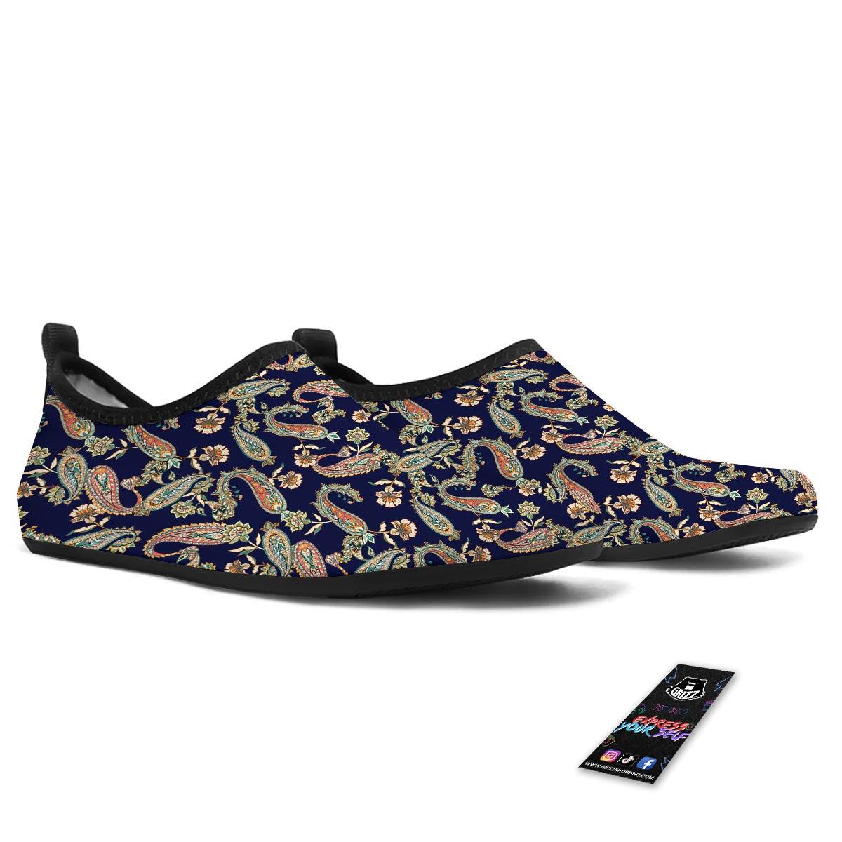 Paisley Retro Print Pattern Water Shoes-grizzshop