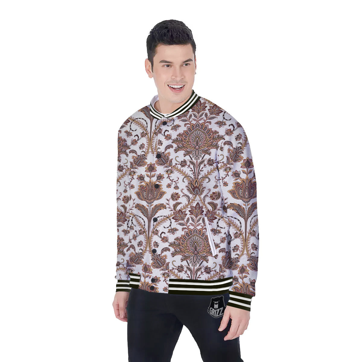 Paisley Vintage Pattern Baseball Jacket-grizzshop