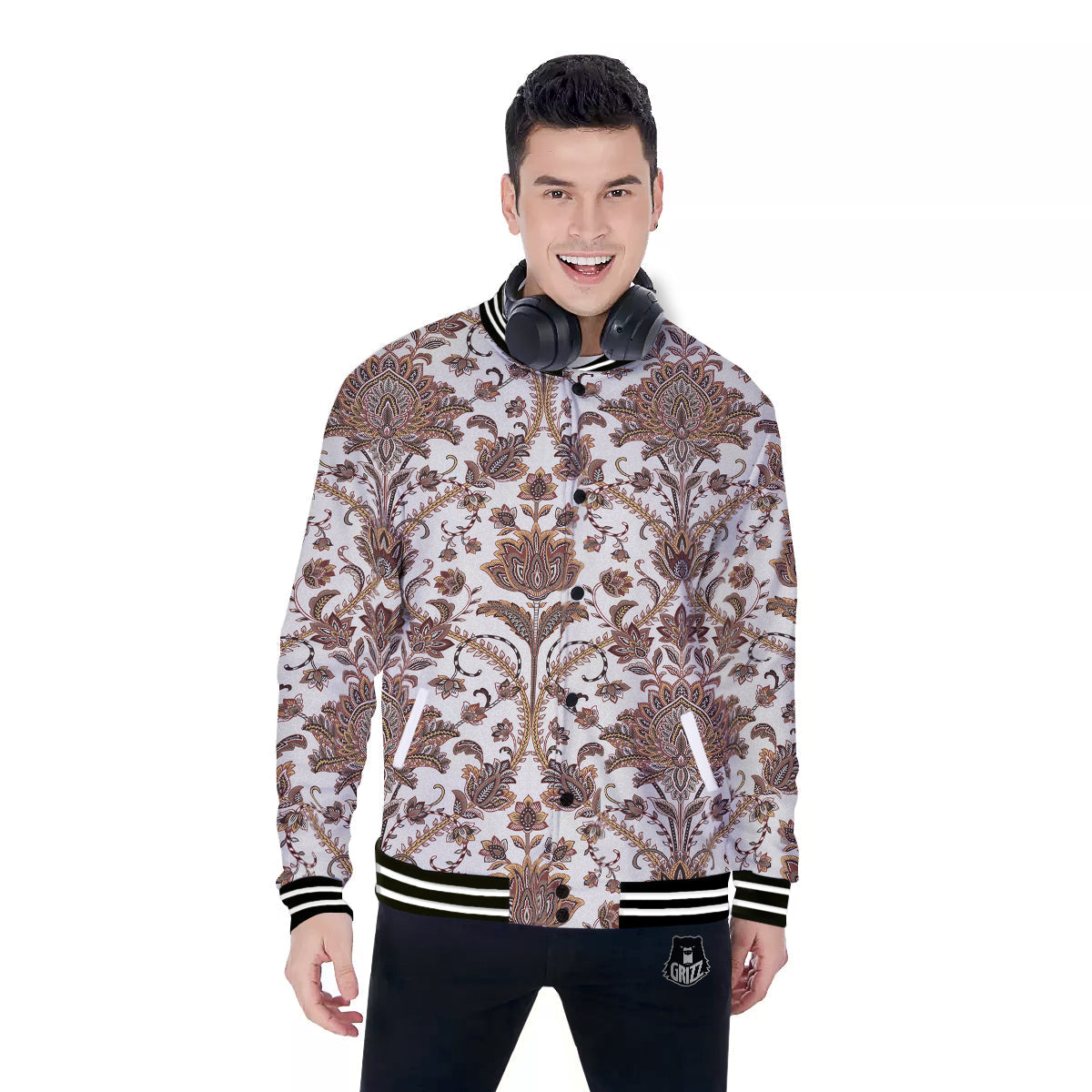 Paisley Vintage Pattern Baseball Jacket-grizzshop