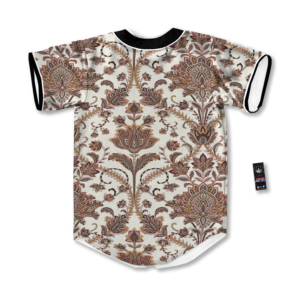 Paisley Vintage Pattern Baseball Jersey-grizzshop