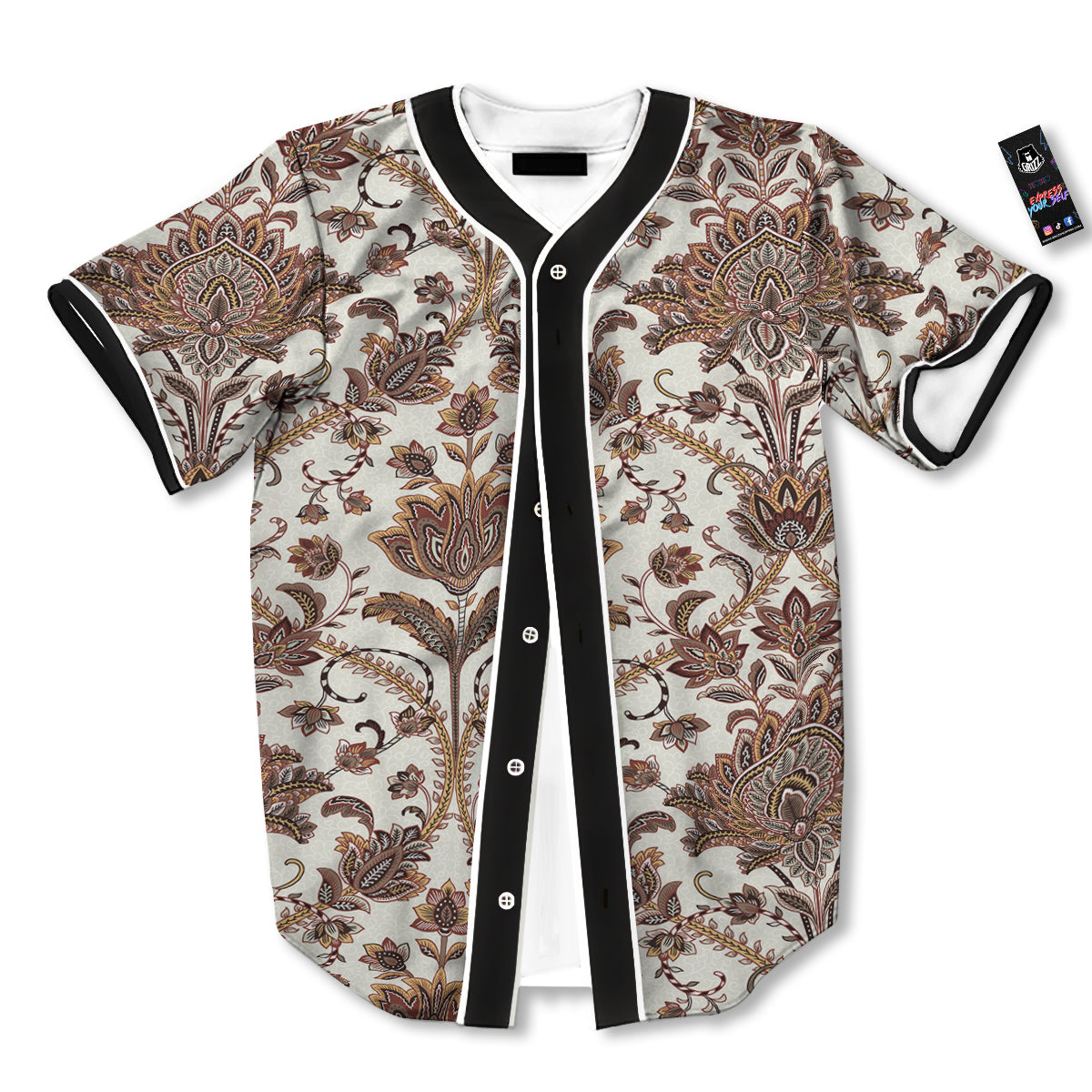 Paisley Vintage Pattern Baseball Jersey-grizzshop