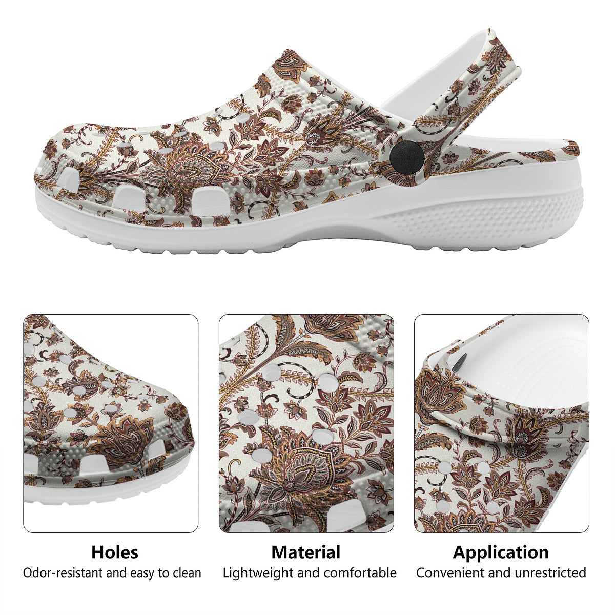 Paisley Vintage Pattern Clog-grizzshop