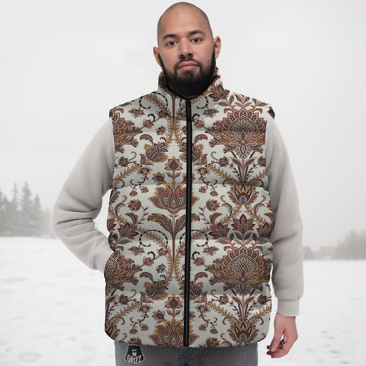 Paisley Vintage Pattern Down Vest