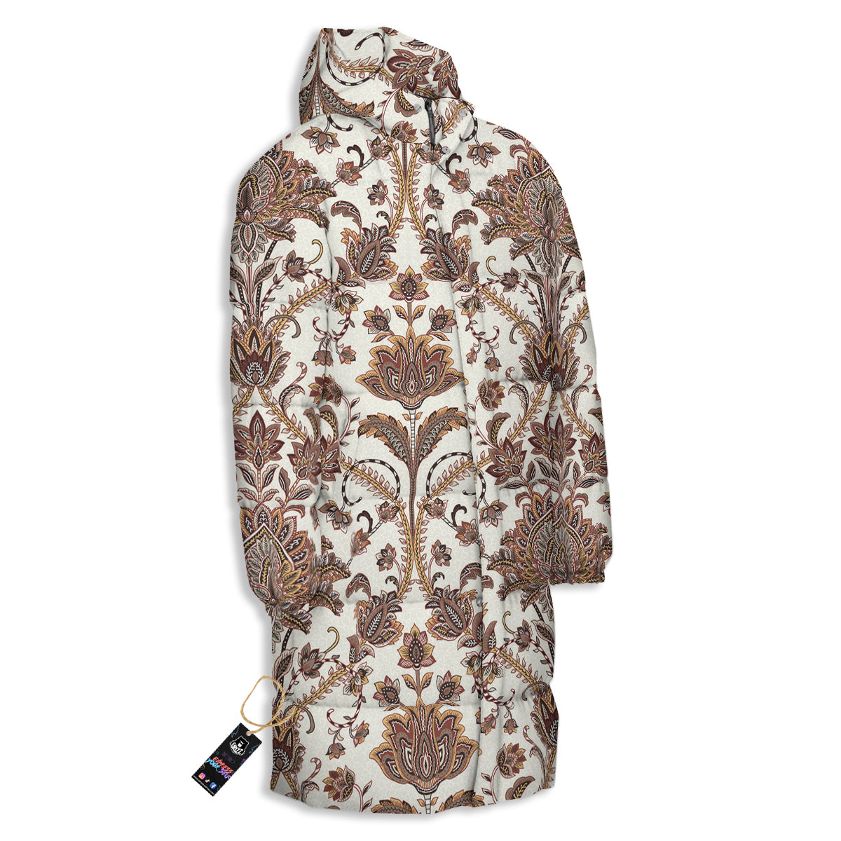 Paisley Vintage Pattern Long Down Jacket-grizzshop