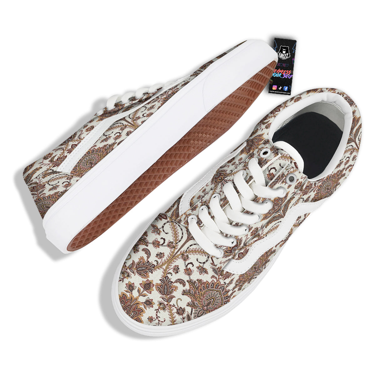 Paisley Vintage Pattern Skate Shoes-grizzshop