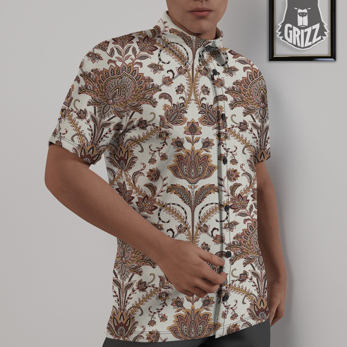 Paisley Vintage Pattern Untucked Shirts-grizzshop