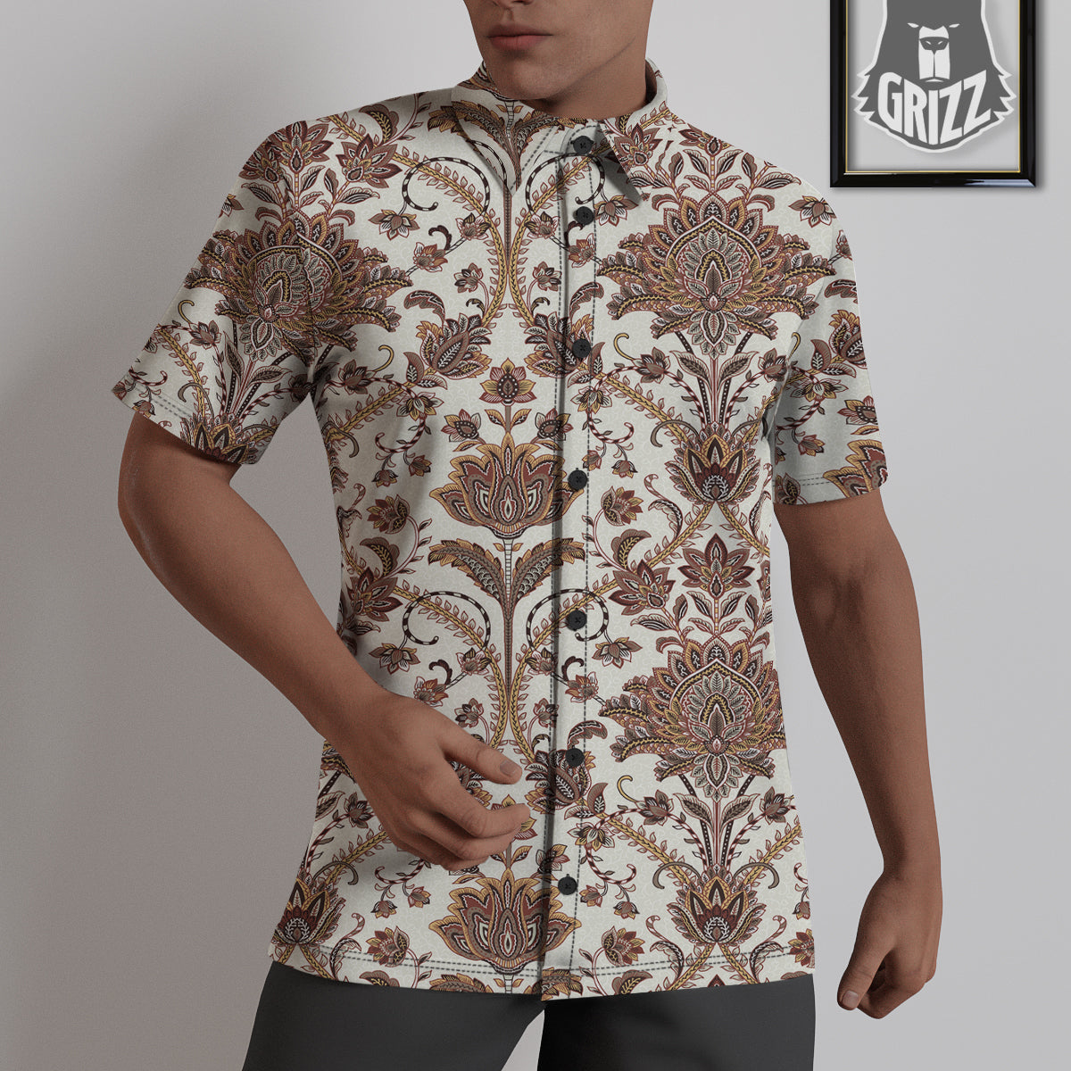 Paisley Vintage Pattern Untucked Shirts-grizzshop