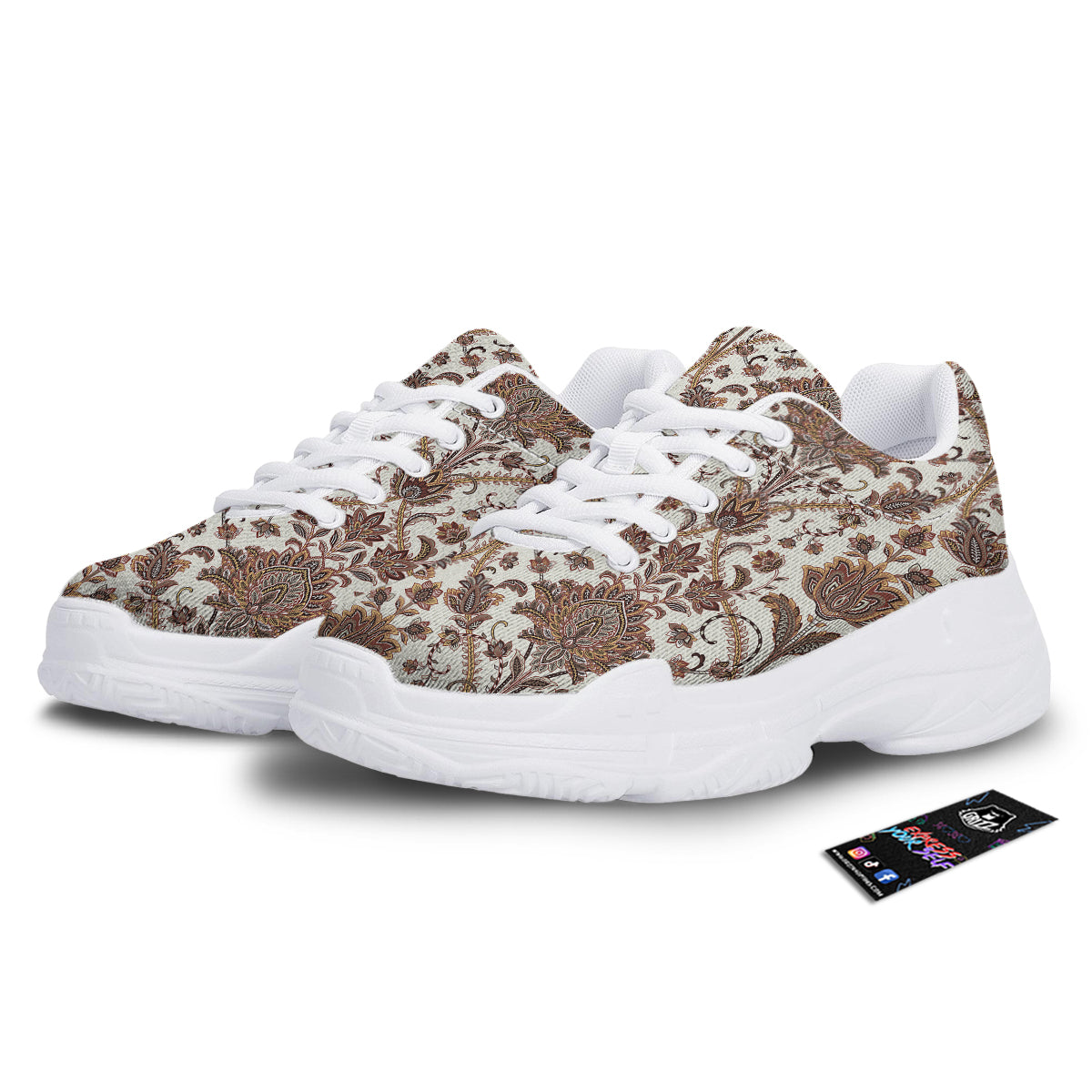 Paisley Vintage Pattern White Chunky Shoes-grizzshop