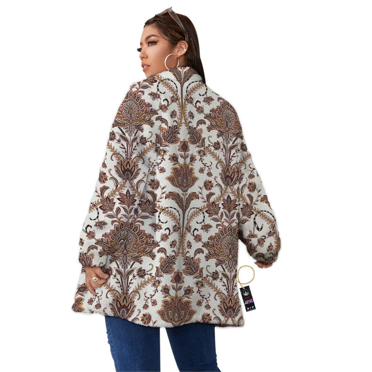 Paisley Vintage Pattern Women's Sherpa Jacket-grizzshop