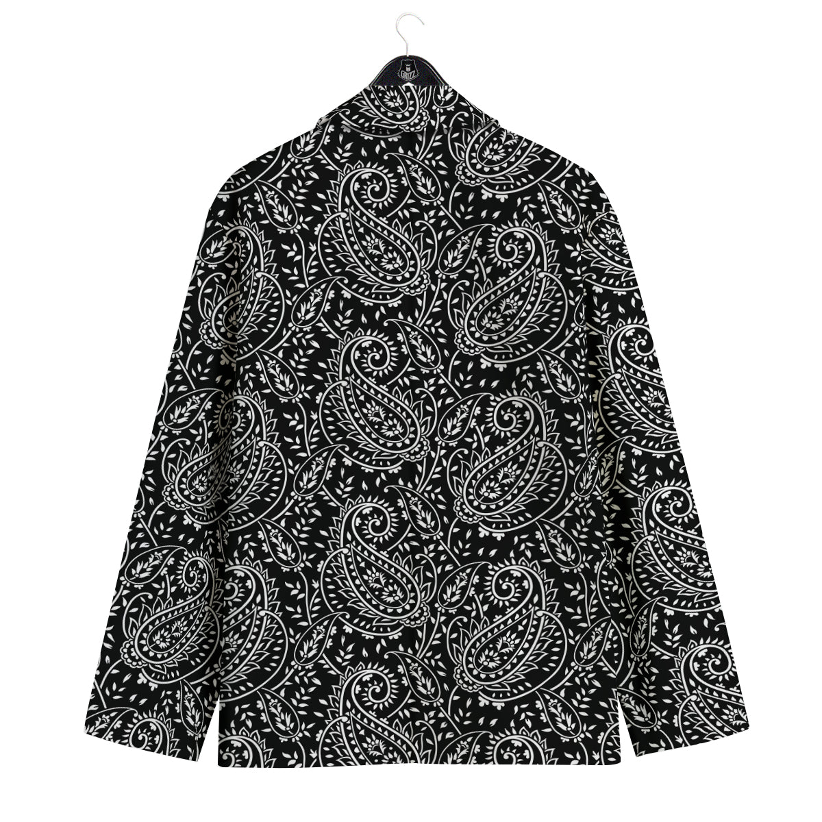Paisley White And Black Print Pattern Men's Sport Coat-grizzshop