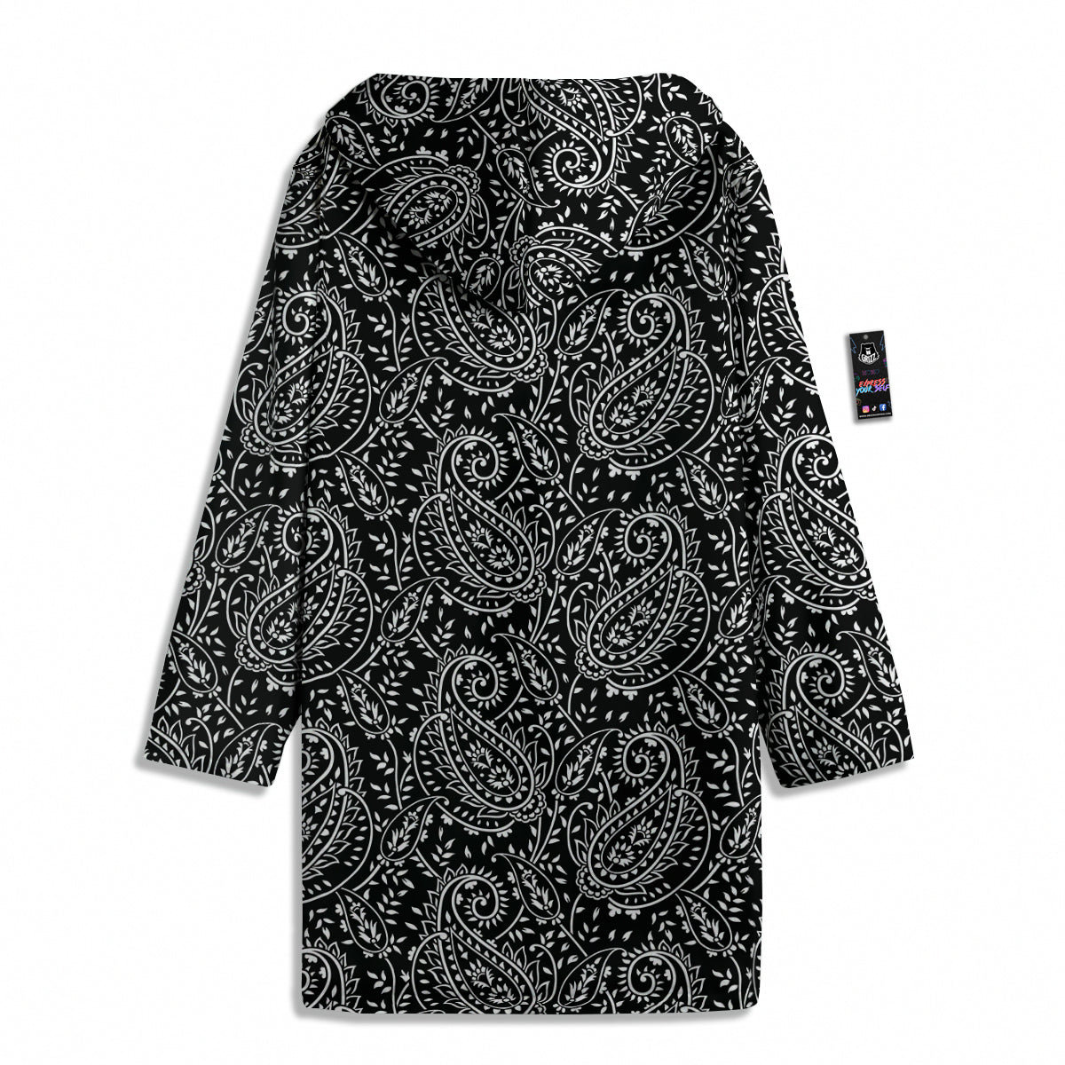 Paisley White And Black Print Pattern Men's Windbreaker Jacket-grizzshop