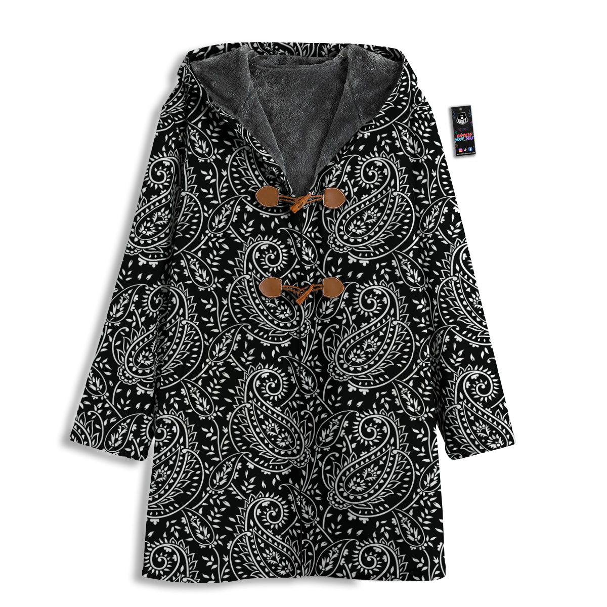 Paisley White And Black Print Pattern Men's Windbreaker Jacket-grizzshop