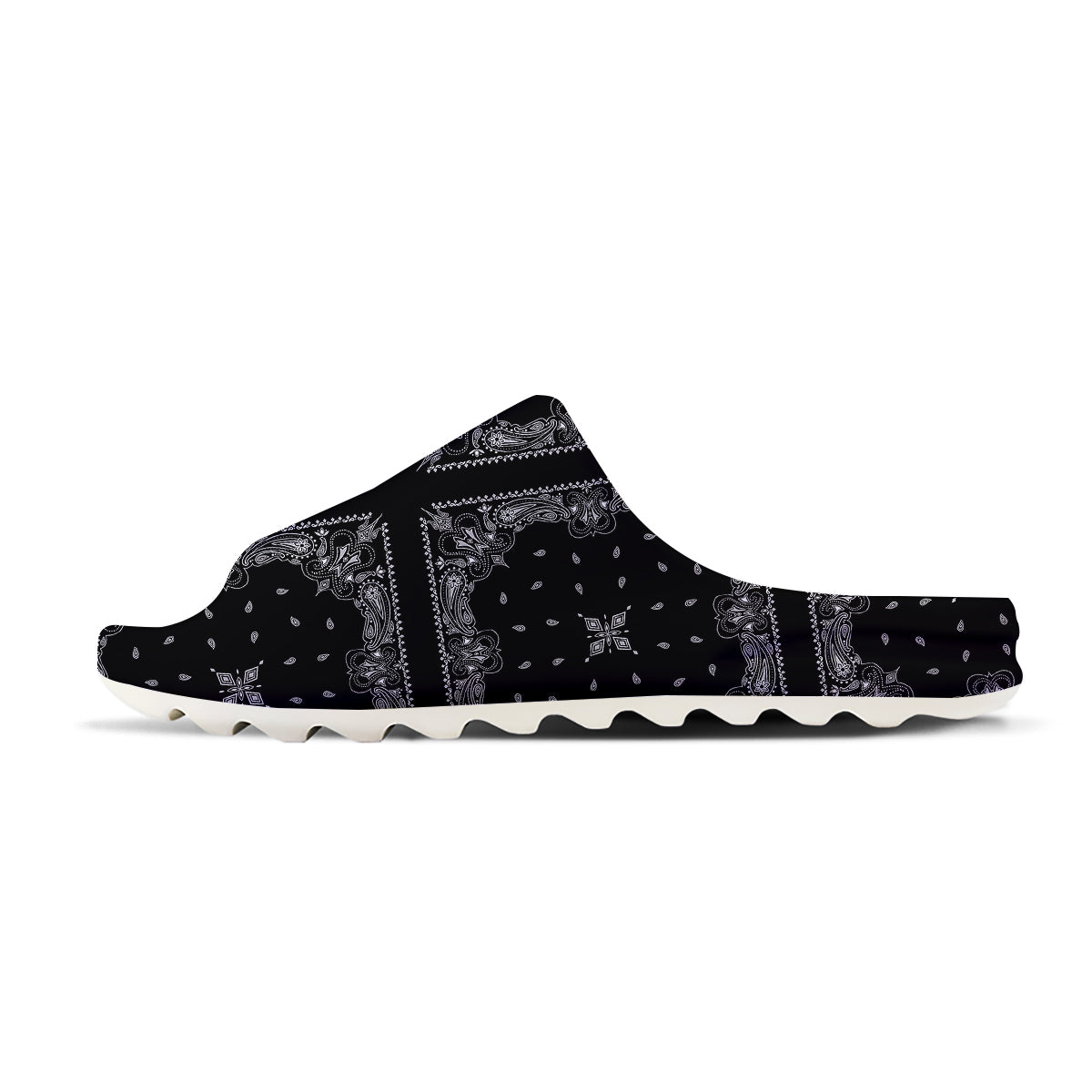 Paisley Bandana Black And White Print Pattern Sandals-grizzshop