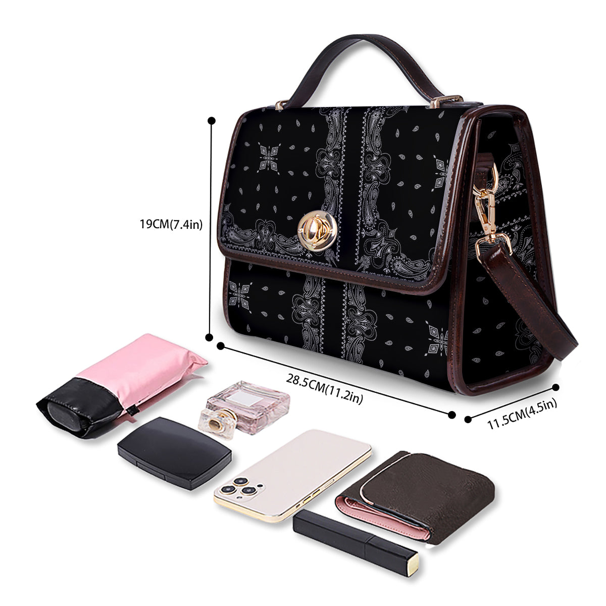 Paisley Bandana Black And White Print Pattern Women's Satchel Bag