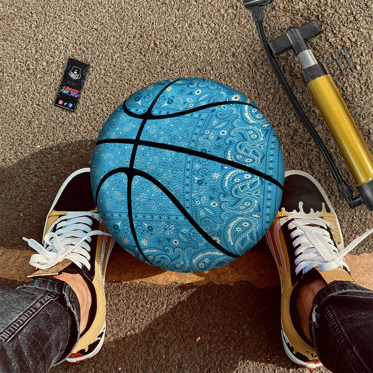 Paisley Bandana Light Blue Print Basketball