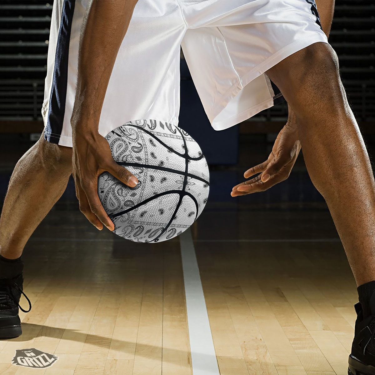 Paisley Bandana White And Black Print Basketball